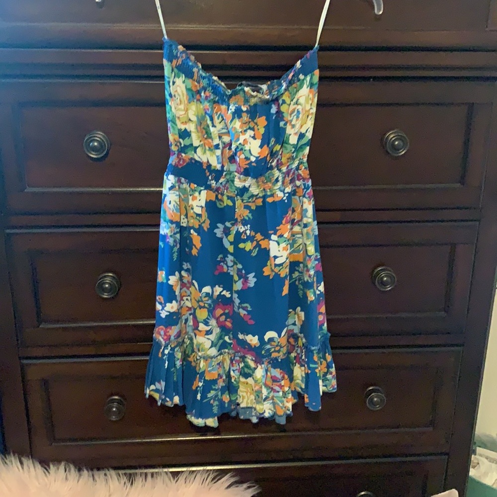 Forever 21 Blue Floral Strapless Sundress - Picture 3 of 4